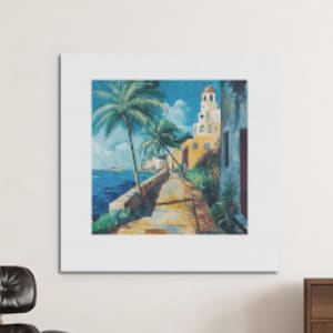 Printable Old San Juan City Oil Painting - Vintage City Art Print, Puerto Rico Wall Art Digital Download
