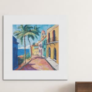 Printable Old San Juan City Painting - Vintage City Art Print, Puerto Rico Wall Art Digital Download