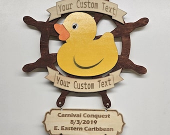 Personalized Cruise Door Hanger: Duck & Ship Wheel, Custom Family Sign