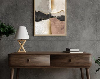 Impresión de arte abstracto neutro, decoración de pared minimalista moderna (descarga digital)