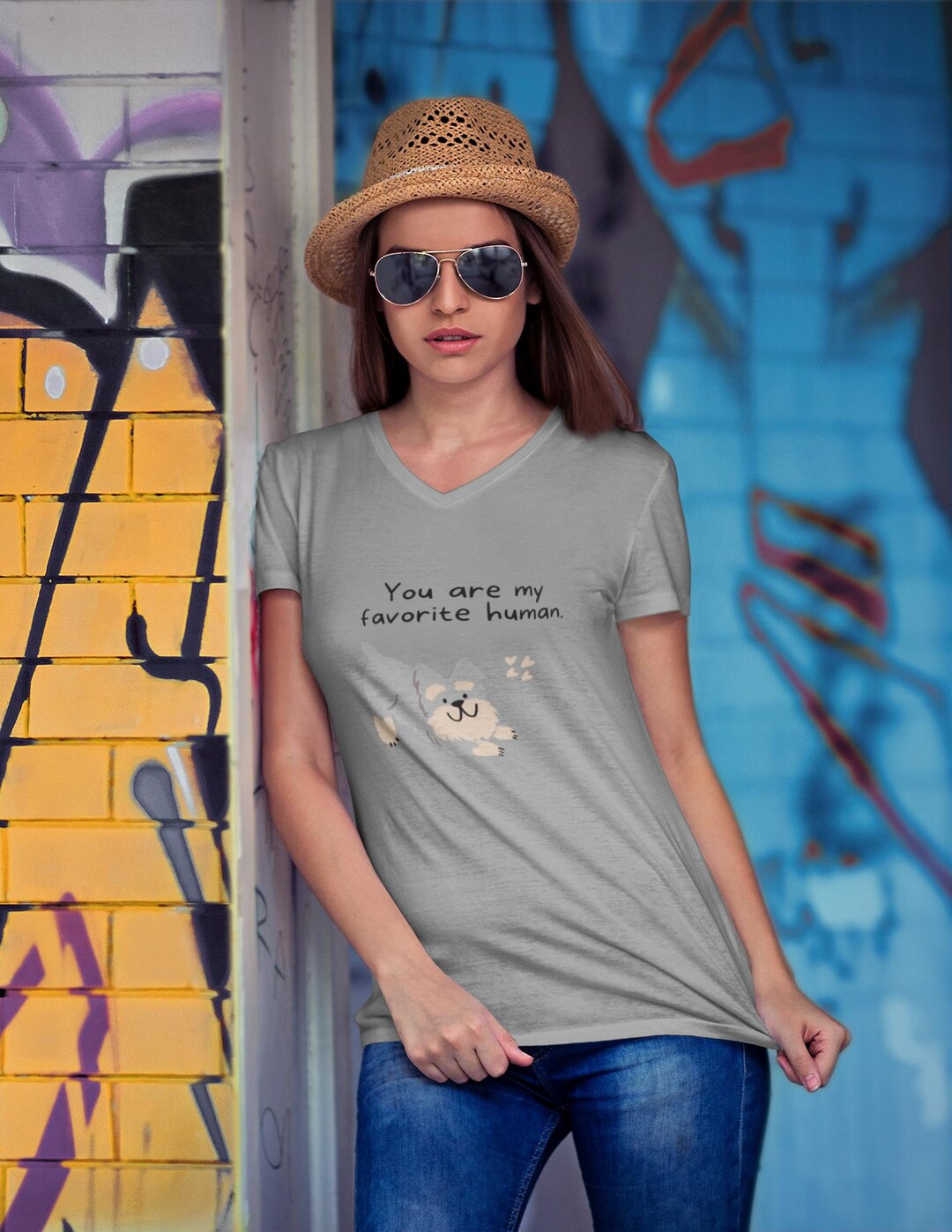 You Are My Favorite Human V-neck Tee - Unisex Dog Lover T-shirt - Etsy