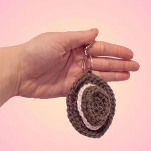 Crochet Cowgirl Hat Keychain: Custom Color keyring Accessory