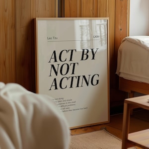 Lao Tzu Act By Not Acting | Printable Wall Art Prints | Tao Te Ching Chapter | Inspirational Quotes | Motivational Poster | Instant Download