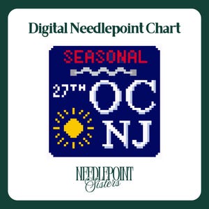 OCNJ Beach Tag - 18 Count, Needlepoint Digital Design by Needlepoint Sisters