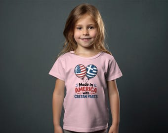 Funny Greek American Toddler Kids Shirt: Cretan Roots Heritage Tee