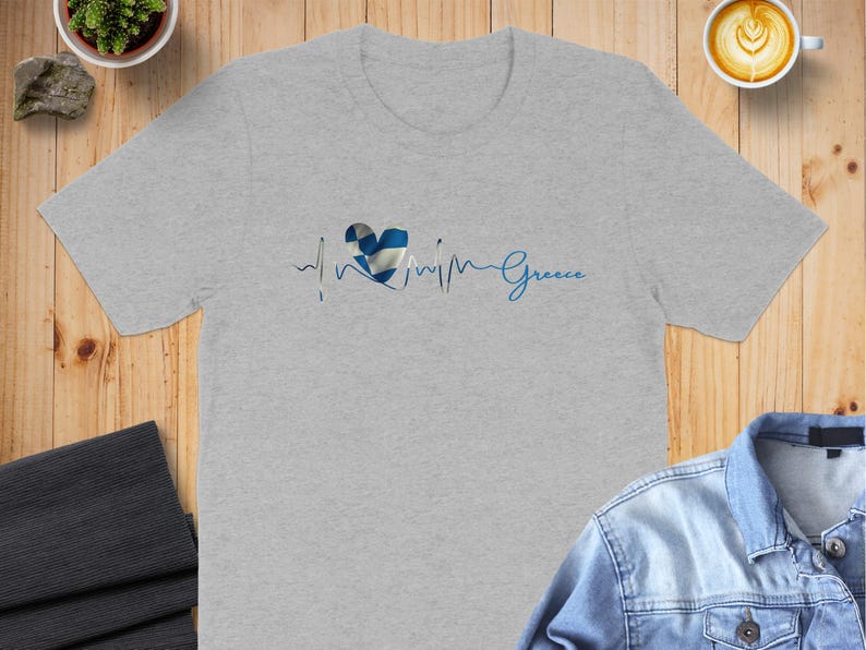 Greece Heartbeat Shirt, Greek Pride T-shirt, Greece Souvenir Gift, Patriotic Greece Tee, Travel to Greece Shirt, Greek Heritage Top