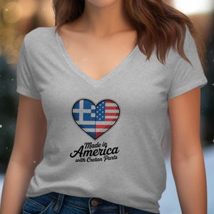 Greek American Heritage T-shirt, Made in America Heart Design, Unique Patriotic Gift, Celebrate Greek Roots, Cultural Pride Shirt