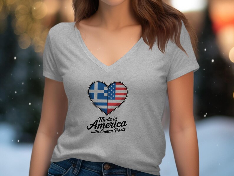 Greek American Heritage T-shirt, Made in America Heart Design, Unique Patriotic Gift, Celebrate Greek Roots, Cultural Pride Shirt