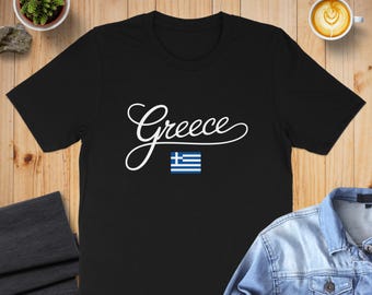 Greece T-Shirt: Greek Flag, Heritage Souvenir - Unisex Cotton Tee