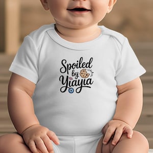 Spoiled by Yiayia baby bodysuit funny baby onesie cute baby gift unique baby shower gift newborn outfit baby clothes
