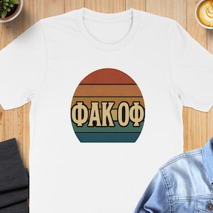 Camiseta com letras gregas F*** Off, camiseta vintage com pôr do sol retrô, camiseta grega engraçada, presente de humor adulto, camiseta americana