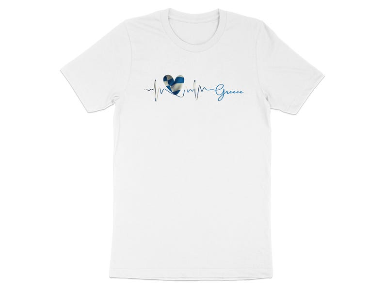 Greek Heartbeat T-Shirt, Greece Travel Souvenir, Greek Pride Tee, Heart EKG Design Shirt, Greece Lover Gift, Athens Heartbeat Tee