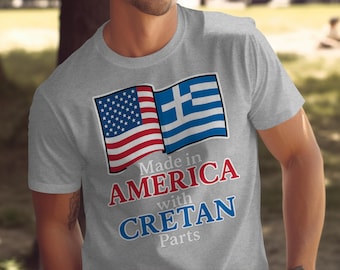 Funny Cretan Greek American T-Shirt: Cretan Pride Tee, Patriotic Gift
