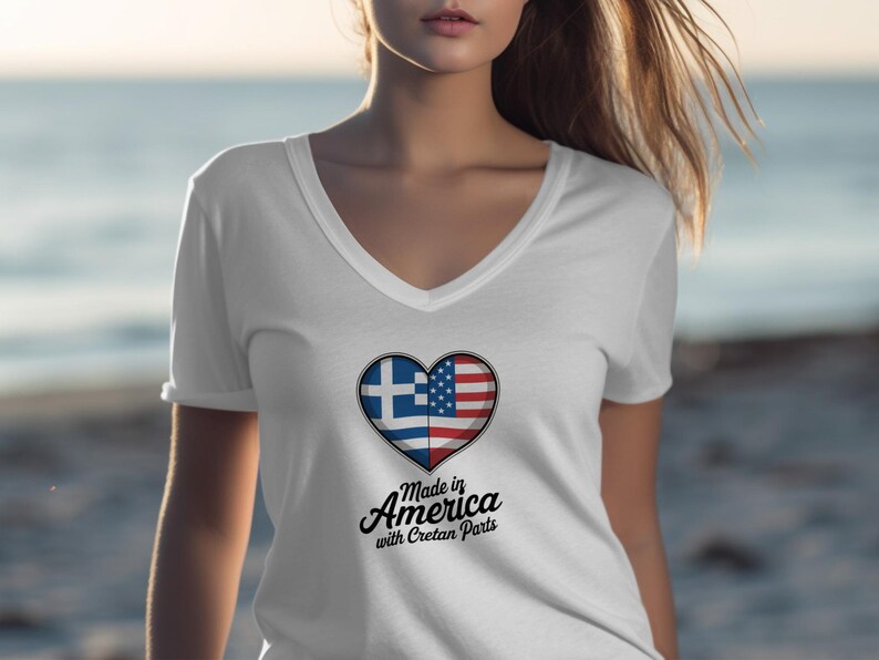 Made in America with Cretan Parts Shirt, Greek American Pride T-Shirt, Heart Flag Design, Cultural Heritage Tee, Gift for Greek Americans