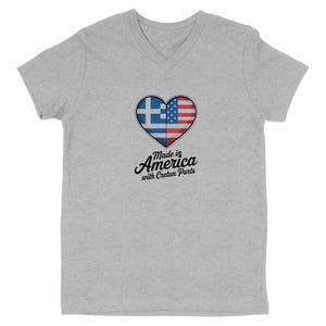 Greek American Heart T-shirt, Made in America with Greek Parts Tee, Patriotic Greek Pride Shirt, Ethnic Heritage Tee