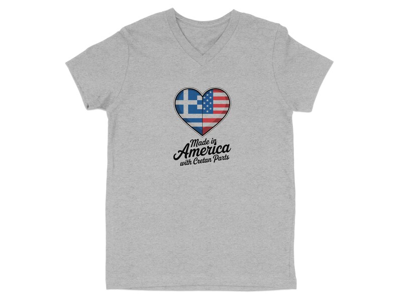 Greek American Heart T-shirt, Made in America with Greek Parts Tee, Patriotic Greek Pride Shirt, Ethnic Heritage Tee