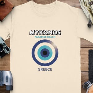 Mykonos Mediterranean Comfort Colors shirt, Greek summer tee, Santorini graphic t-shirt, Greece vacation outfit, coastal travel shirt