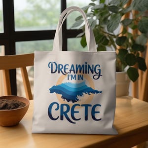 Crete Tote Bag: Greek Island Vacation Canvas Shopper