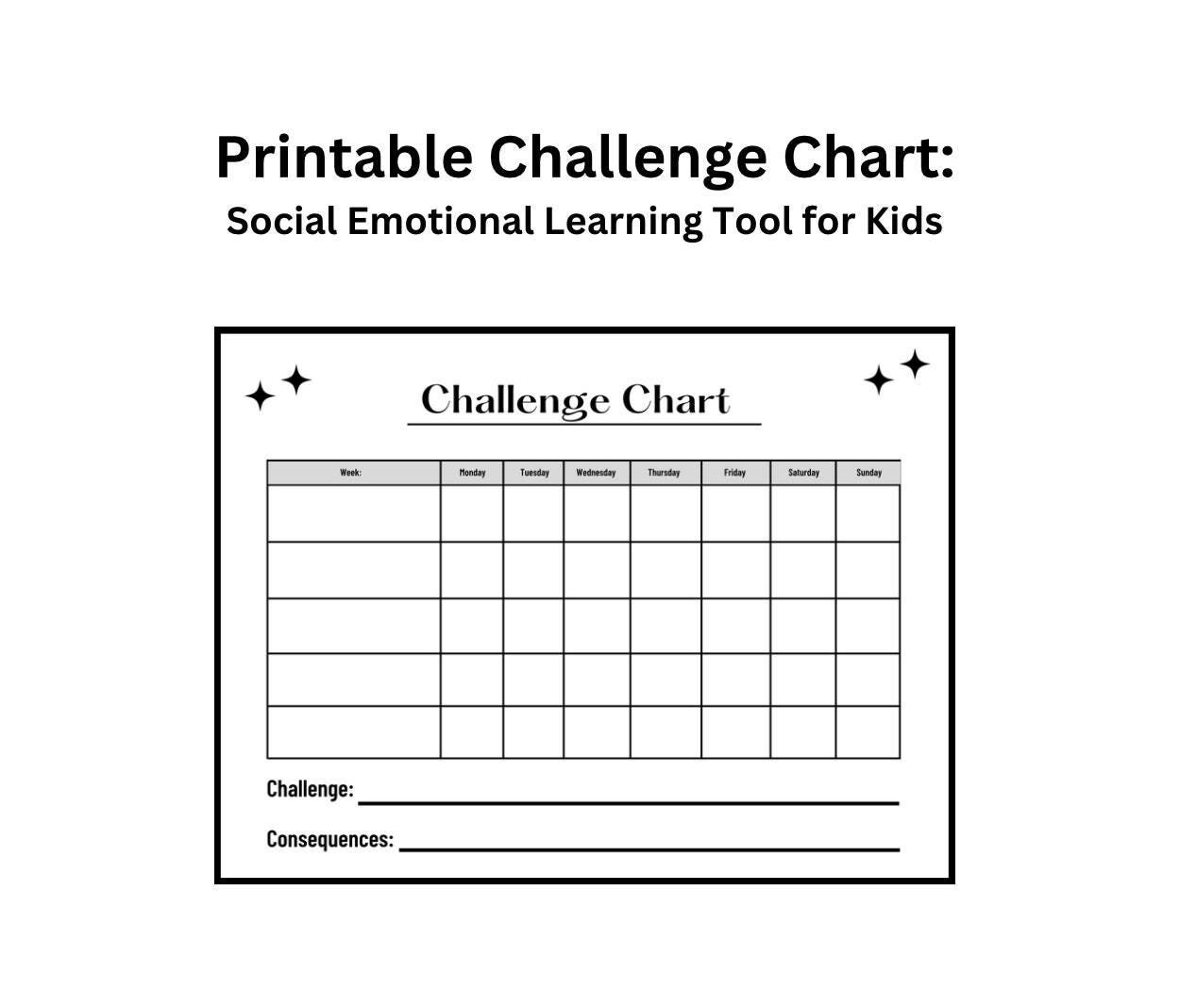 Challenges Worksheet. Easy Printable Challenge/homework Chart - Social Emotional Learning Tools ...