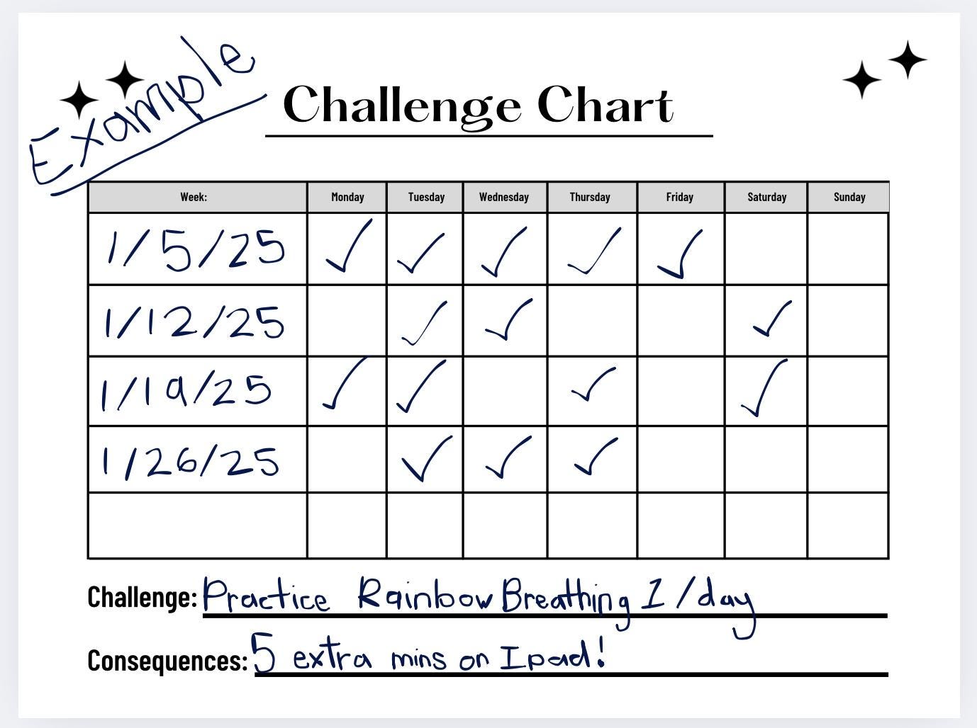 Printable Challenge/homework Chart - Social Emotional Learning Tools ...