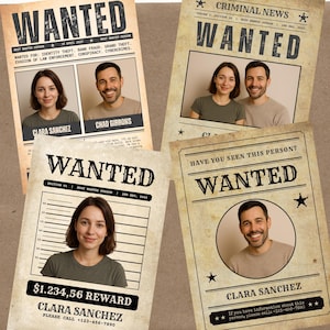 Personalized Wanted Poster Template – Edit Online with Canva – Funny Custom Western Poster for Birthday, Party, or Gift, Anime Wanted Poster