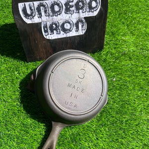 Three Notch Lodge cast iron skillet #3 1960’s DEAD Flat!