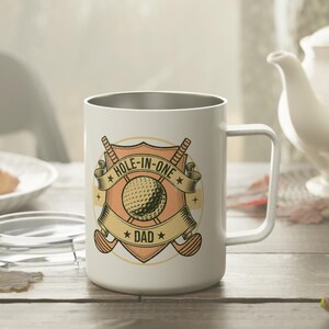 Hoyo en uno, papá golfista, regalo de cumpleaños para el día del padre, regalo para papá, amante del golf, taza térmica, taza de 10 oz, regalo para él, amante del café
