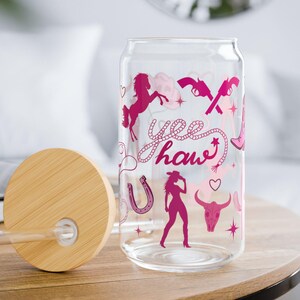 Rodeo Western Cowgirl Sipper Glass, Bachelorette Gift, Coffee Lover Gift, Party Souvenir, Western Events, Gifts for Cowgirls, Cute Glassware