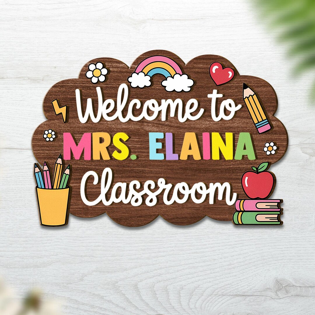 Personalized 3D Teacher Door Sign, Teacher Gifts, Classroom Welcome ...