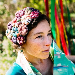 Headband, fascinator &quot;cloud of flowers&quot;, sakura flowers in custom multicolored Japanese fabrics