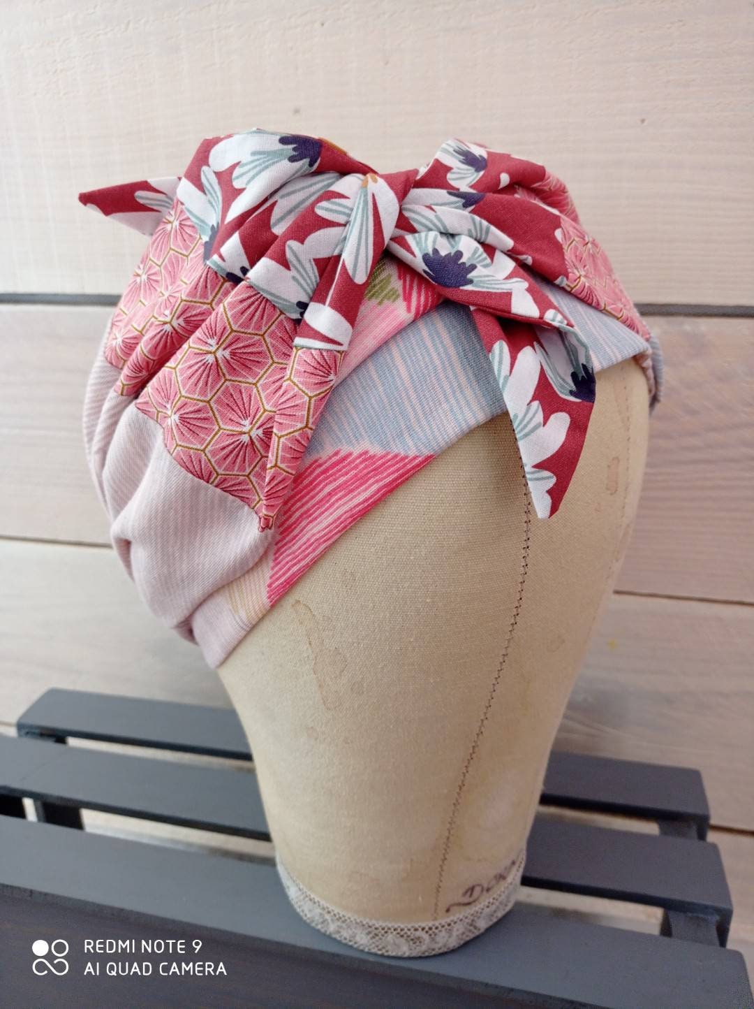 Foulard Headband Double Gaze de Coton Japonais Aquarelle Montagne Au Crayon Couleur