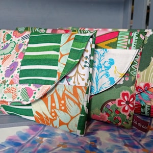 Pochette Range-chéquier tissus japonais patchwork vert