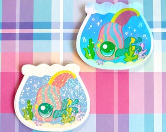 fish bowl lps holographic vinyl stickers