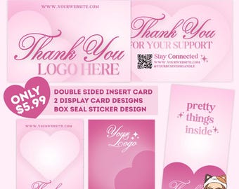 Velvet Blush Verpackung Bundle Bearbeitbare Canva Vorlagen | Danke-Karte, Display-Karte, Aufkleber-Design