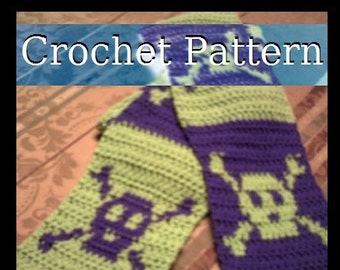 Skull and Crossbones Scarf Crochet Pattern