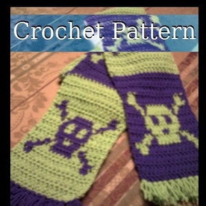 Skull and Crossbones Scarf Crochet Pattern