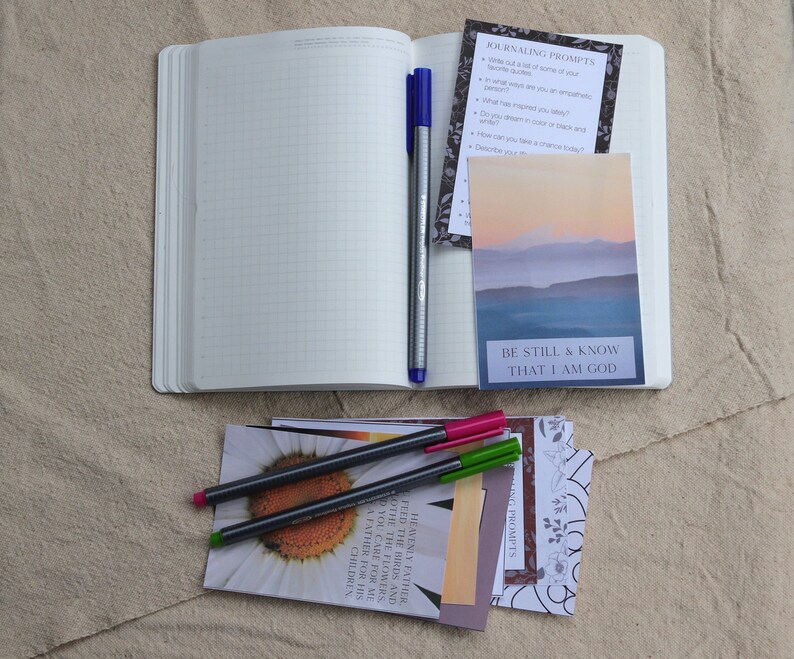 Printable Journal Be Still & Know Journaling Kit with Prompt Cards and Quotes image 6