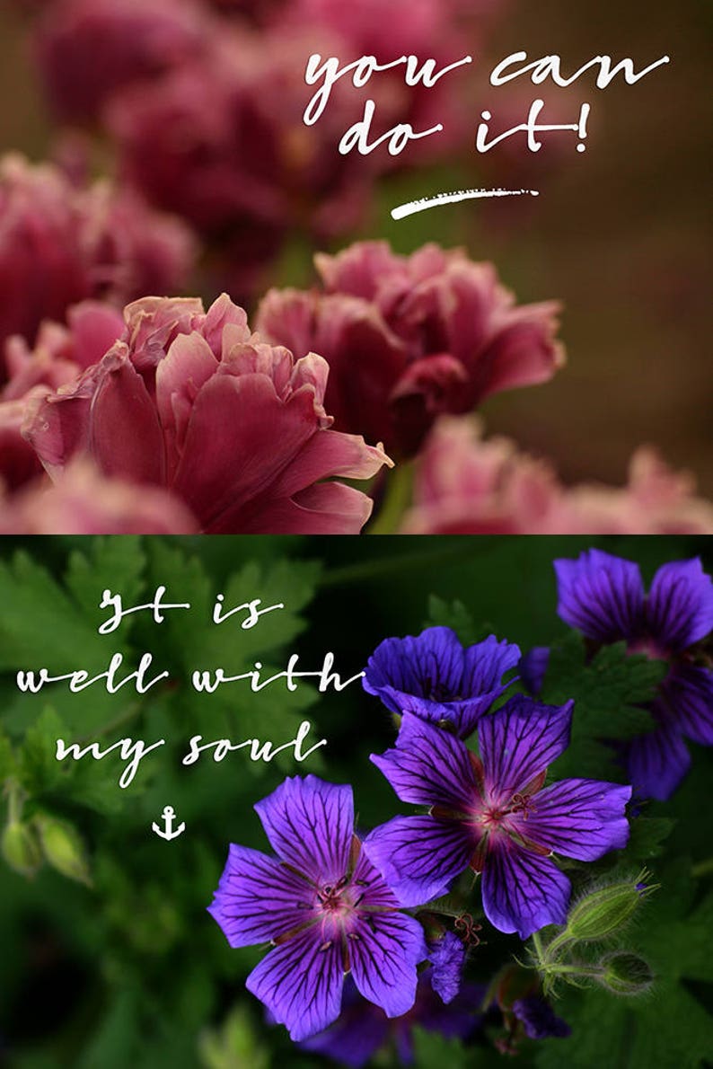 Purple Floral Encouraging Quote Cards Inspirational Friendship Bible Verse Printable image 4