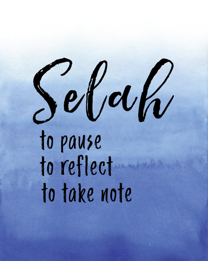 Selah Pause Reflect Take Note Christian Wall Art Blue Etsy
