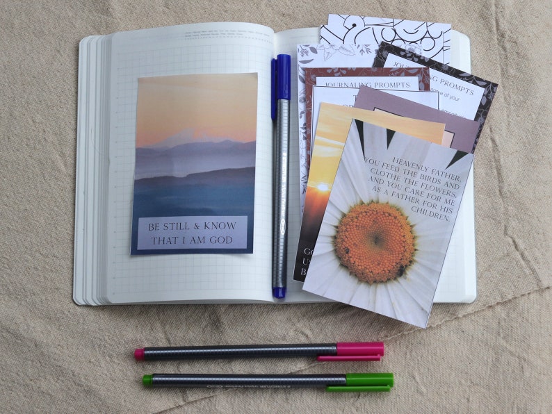 Printable Journal Be Still & Know Journaling Kit with Prompt Cards and Quotes image 2