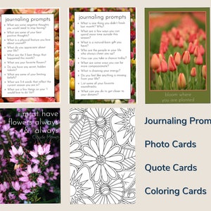 Tulip Printable Journaling Kit with Journal Prompt Cards, Quotes, and Garden Photography image 4