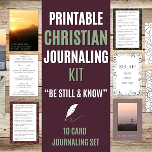 Printable Journal Be Still & Know Journaling Kit with Prompt Cards and Quotes image 1