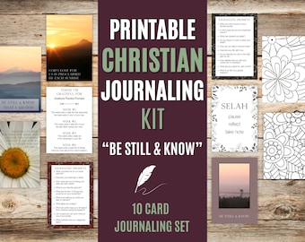 Printable Journal - Be Still & Know - Journaling Kit with Prompt Cards and Quotes