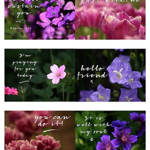 Purple Floral Encouraging Quote Cards Inspirational Friendship Bible Verse Printable image 1