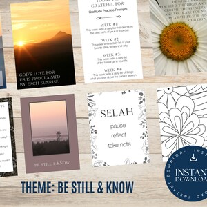 Printable Journal Be Still & Know Journaling Kit with Prompt Cards and Quotes image 2