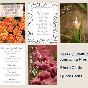 Tulip Printable Journaling Kit with Journal Prompt Cards, Quotes, and Garden Photography image 3