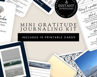 Gratitude Journaling Kit with Journal Prompt Cards, Quotes, and Ocean Photography