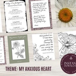 Printable Christian Anxiety Journaling Kit with Prompt Cards, Bible Verses and Quotes image 2