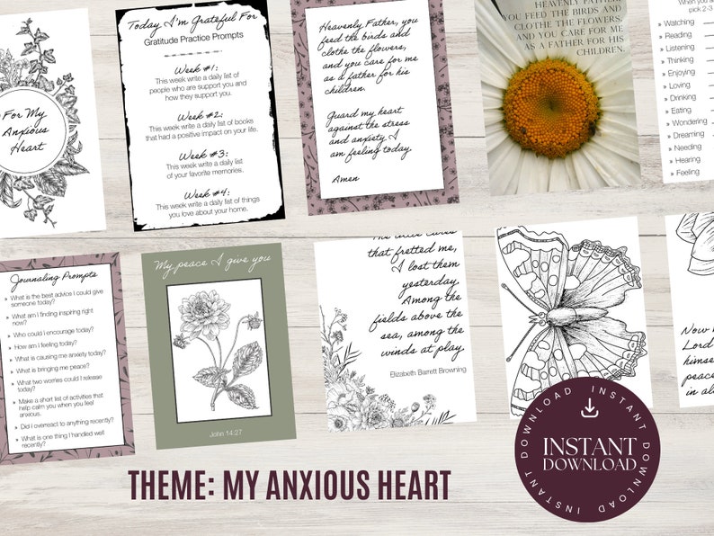 Printable Christian Anxiety Journaling Kit with Prompt Cards, Bible Verses and Quotes image 2