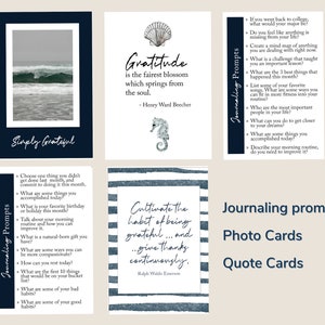 Gratitude Journaling Kit with Journal Prompt Cards, Quotes, and Ocean Photography image 3